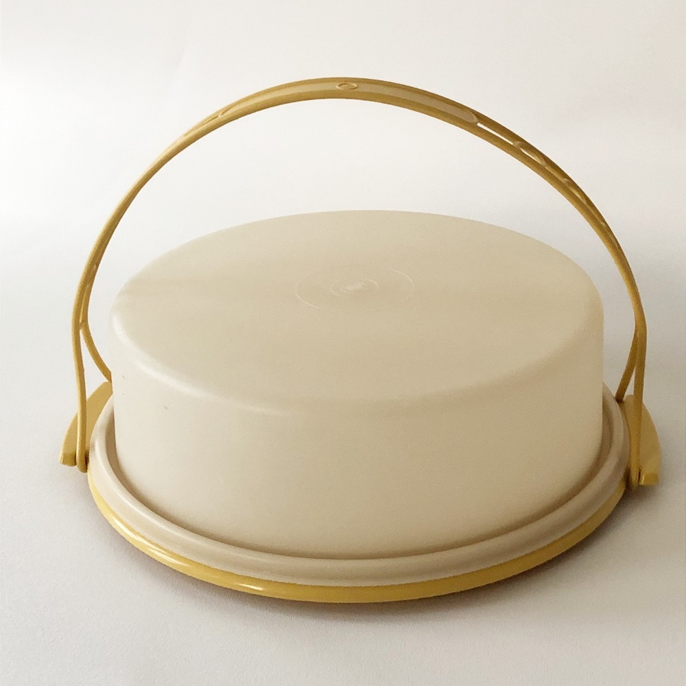 Vtg Tupperare Cake Pie Holder Taker Keeper Carrier 719 720 624 Harvest Gold